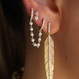 Gold Diamond Chain Connecting Hoop Earring