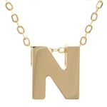 Yellow Gold N Initial Block Necklace