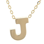 Yellow Gold J Initial Block Necklace