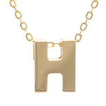 Yellow Gold H Initial Block Necklace