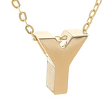 Yellow Gold Y Initial Block Necklace