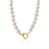Gold Freshwater Pearl Diamond Clasp Necklace