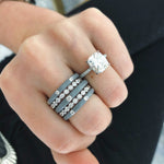 Diamond Light Grey Enamel Stacked Ring - EF Collection - Monisha Melwani Jewelry
