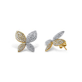 Gold Pave Diamond Two Tone Butterfly Earrings