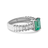 Gold Diamond Baguette and Emerald Ring
