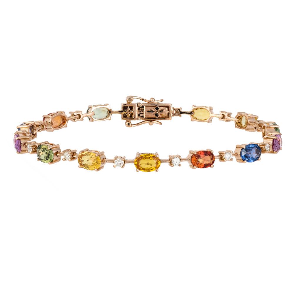 Gold Rainbow Sapphire And Diamond Bracelet - 18kt Gold - Monisha Melwani Jewelry