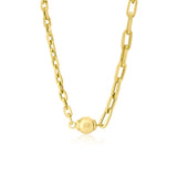 Gold Paperclip Ball Chain Necklace