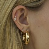 Gold Prong Diamond Drop Huggie Earring