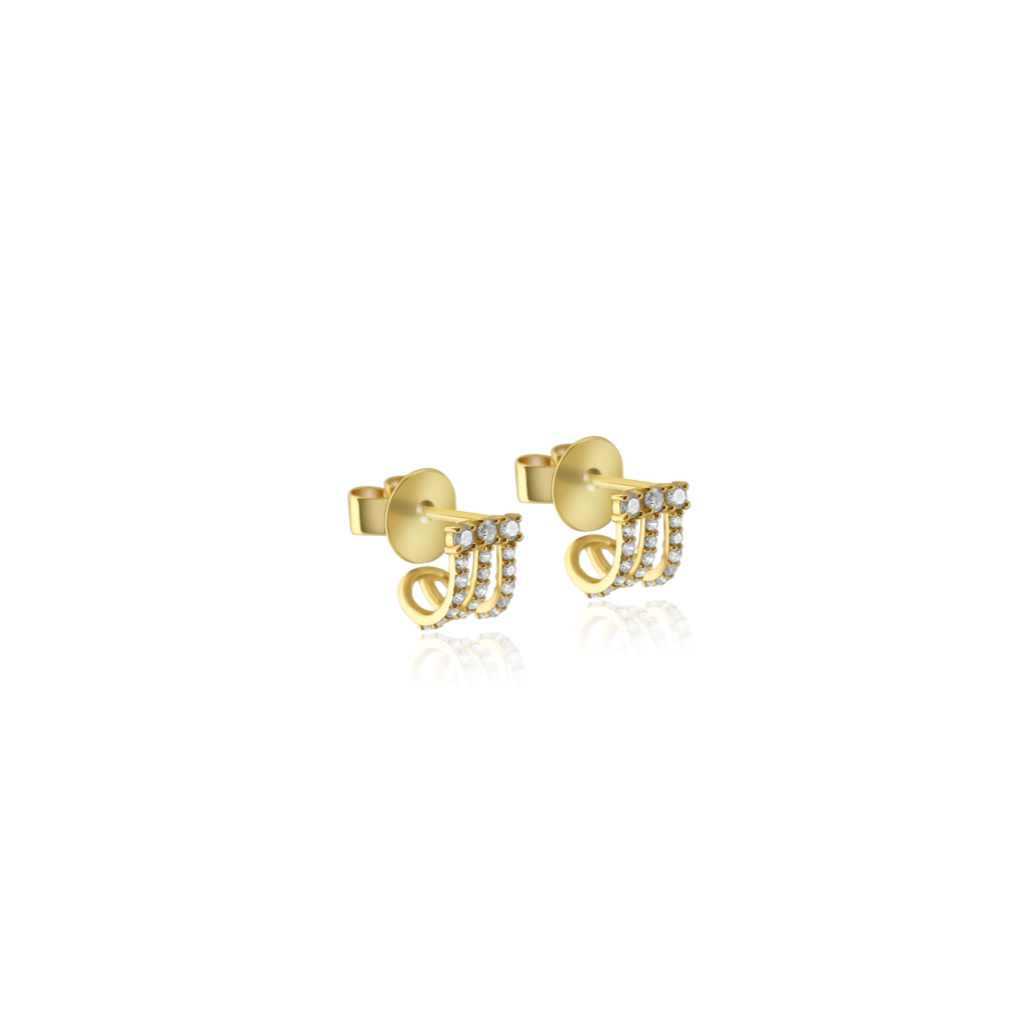 Gold Triple Diamond Cage Earring by Monisha Melwani Jewelry