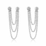 Gold Diamond Bezel Multi Chain Connecting Earring